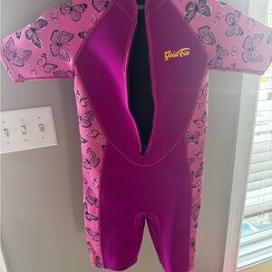 Kids Shorts Wetsuit - Pink Butterfly Design Size 10